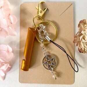 PENTAGRAM SAFETY PROTECTION WHISTLE KEYCHAIN